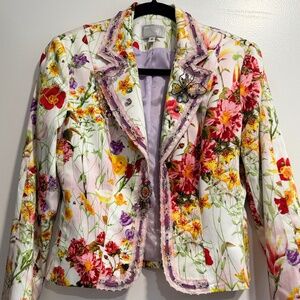 Alberto Makali Floral Embellished Blazer Size 6